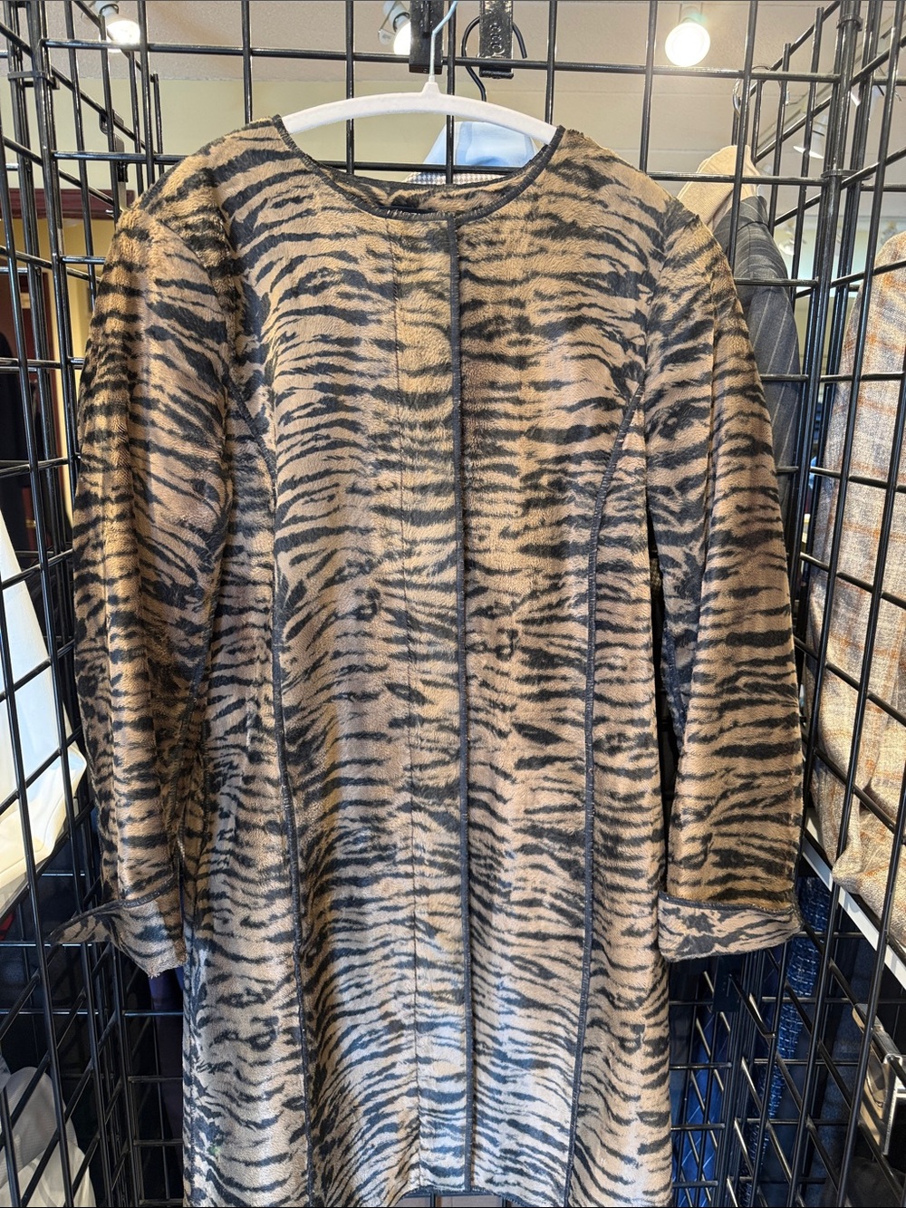 Worth Tan and Black Animal-Print Long Jacket